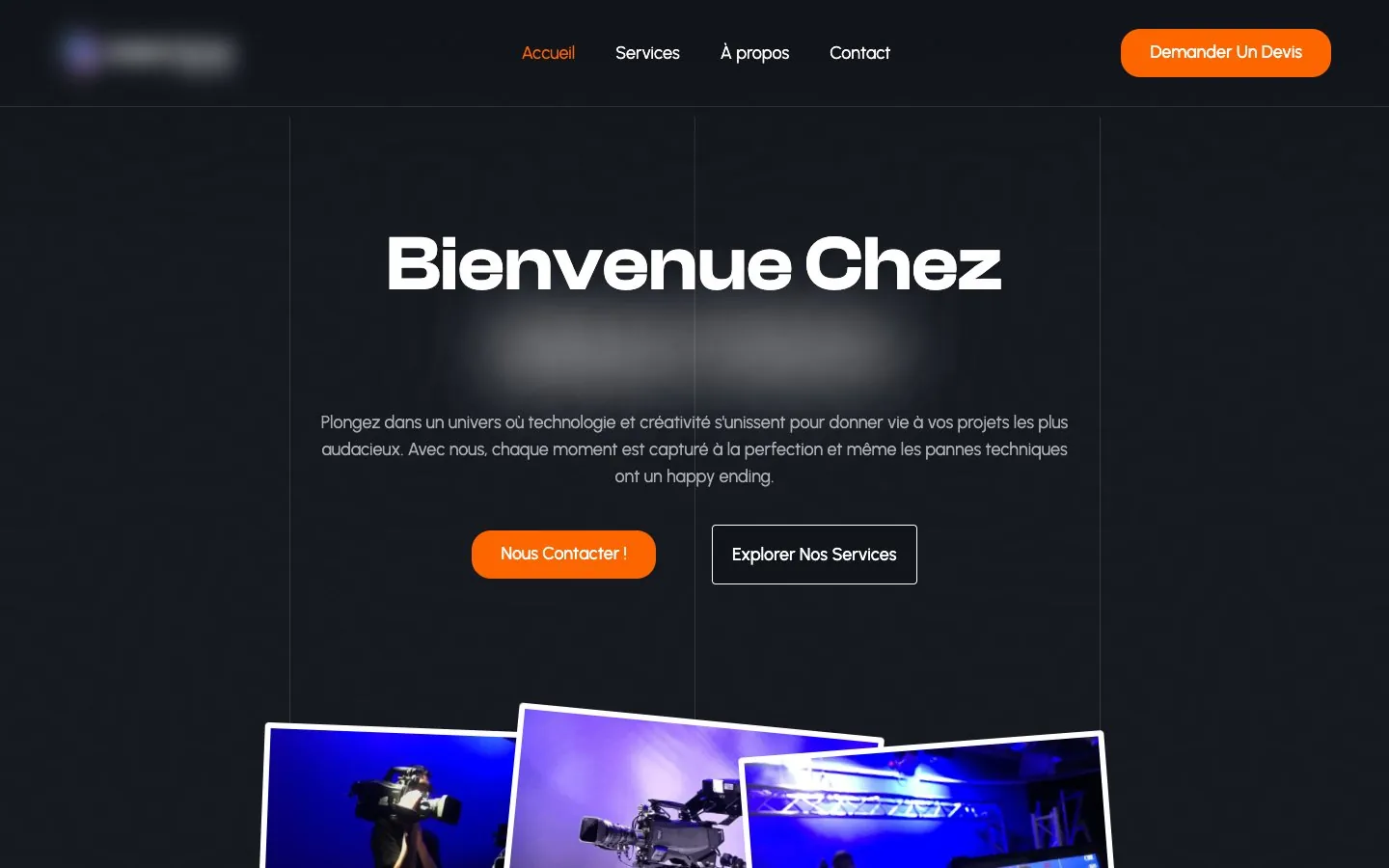 Site vitrine d'un prestataire audiovisuel (capture anonymisée)